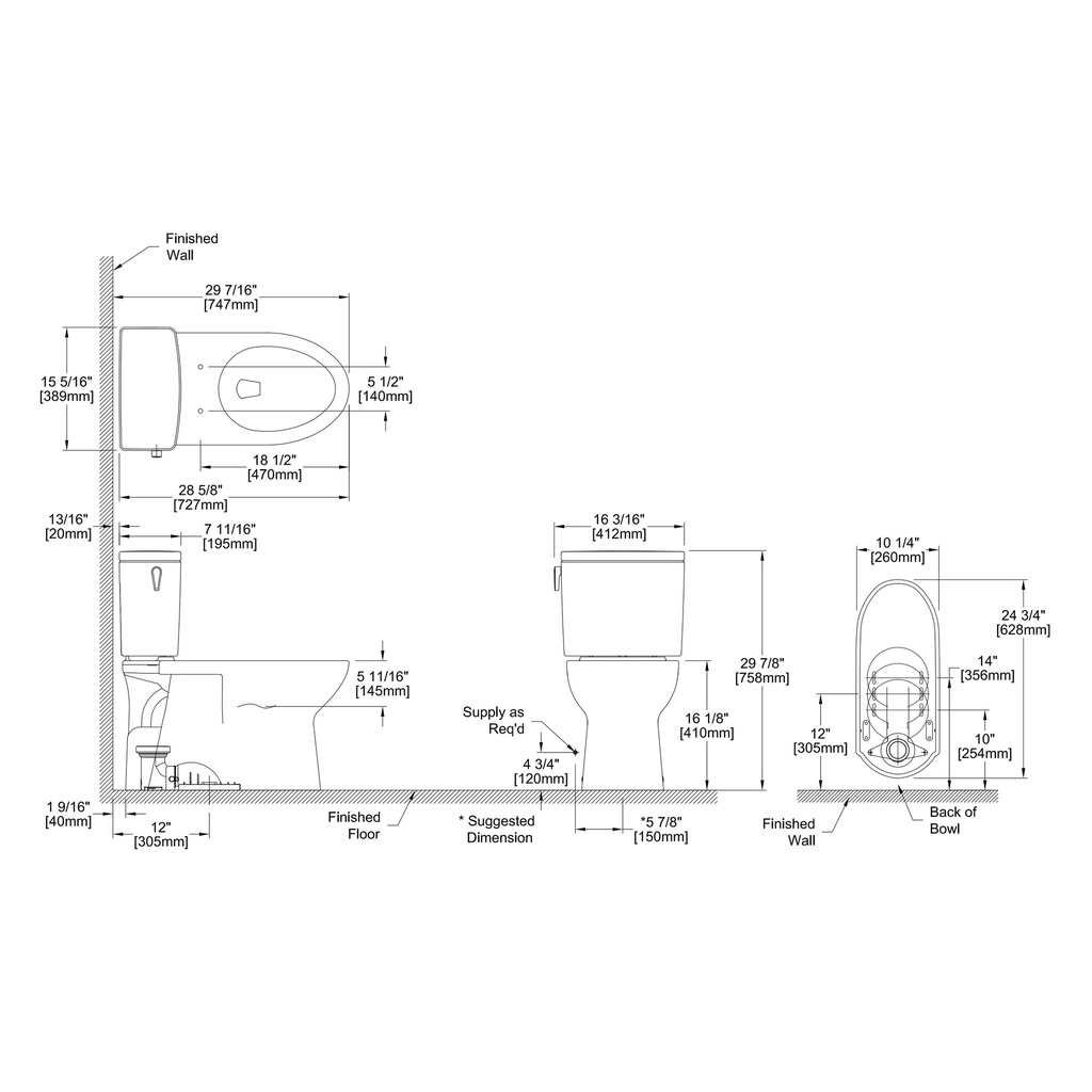 TOTO CST472CUFRG#01 Glaston 1G 2PC Toilet Right Ha