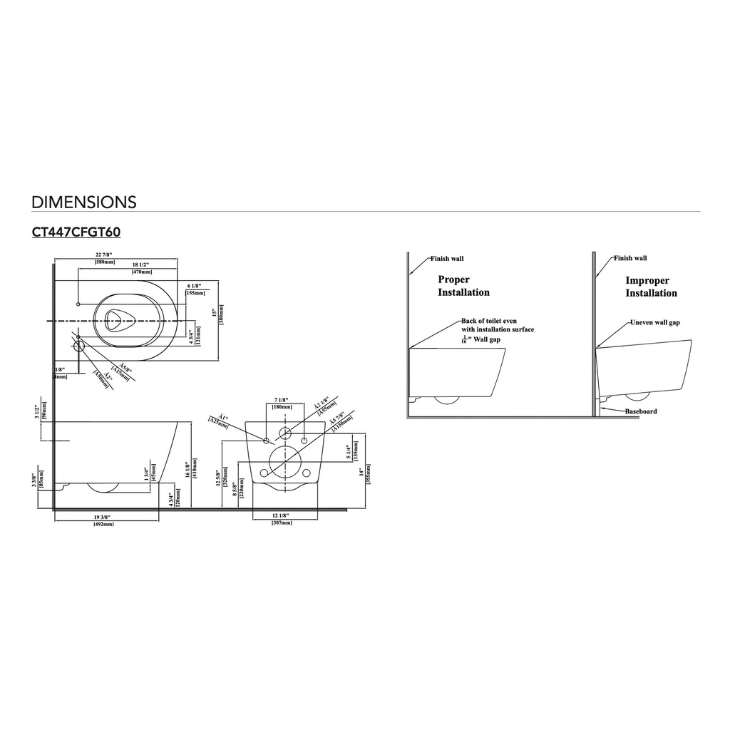 TOTO CWT4474047CMFG#MS Rp Wall Hung Toilet Rx Washlet Wt173M Iwt Yt930#Ms Pushplate