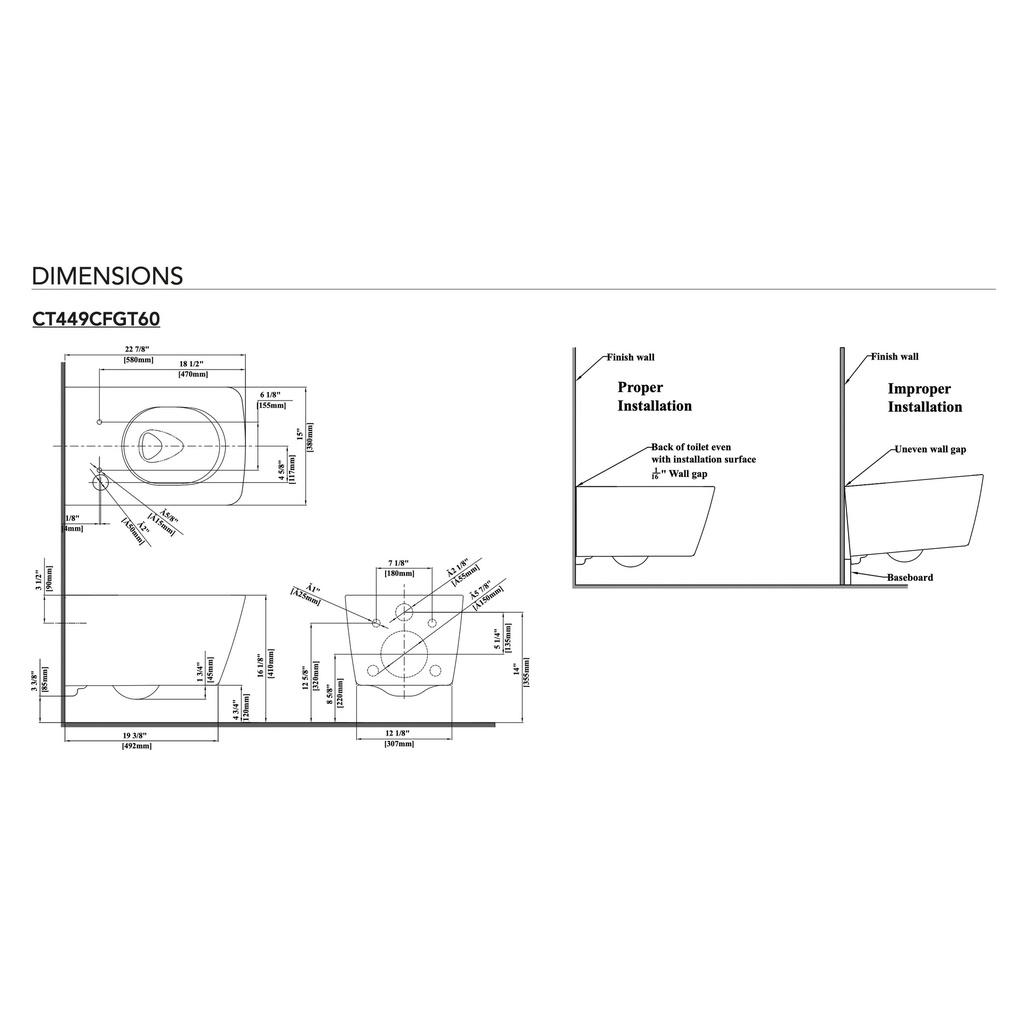 TOTO CWT4494549CMFGNA#MS Sp Wall Hung Toilet Sw Wshl Af