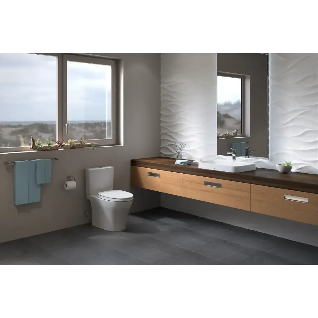 TOTO MS446124CEMFGN#03 Aquia IV Two-Piece Elongated Dual Flush 1.28 and 0.9 GPF Universal Height Toilet with CEFIONTECT WASHLET+ Ready Bone MS446124CEMFGN#03