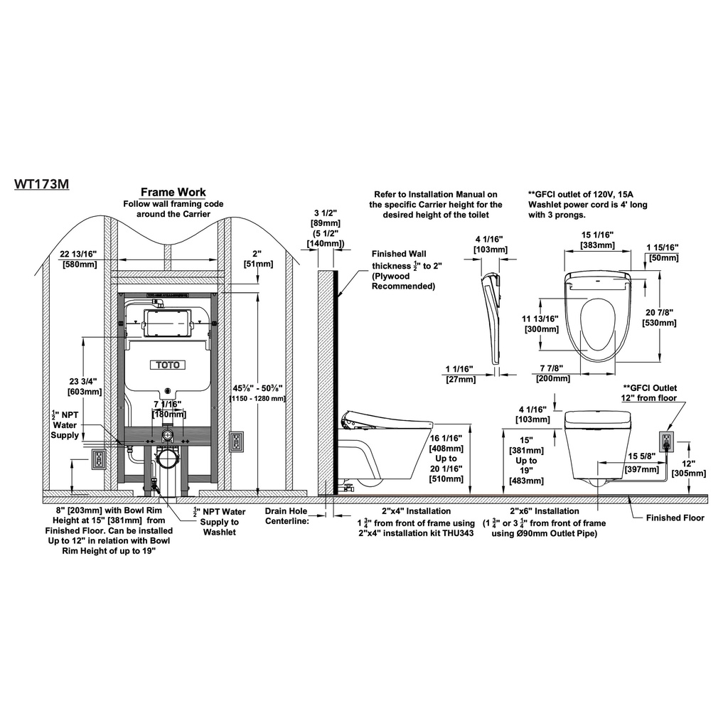TOTO CWT4264726CMFG#MS S7 Wall Hung Toilet With Washlet Cotton
