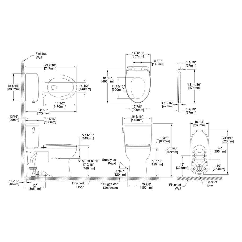 TOTO MS472234CUFG#01 2Pc Glaston 1G W Seat Ss234 -