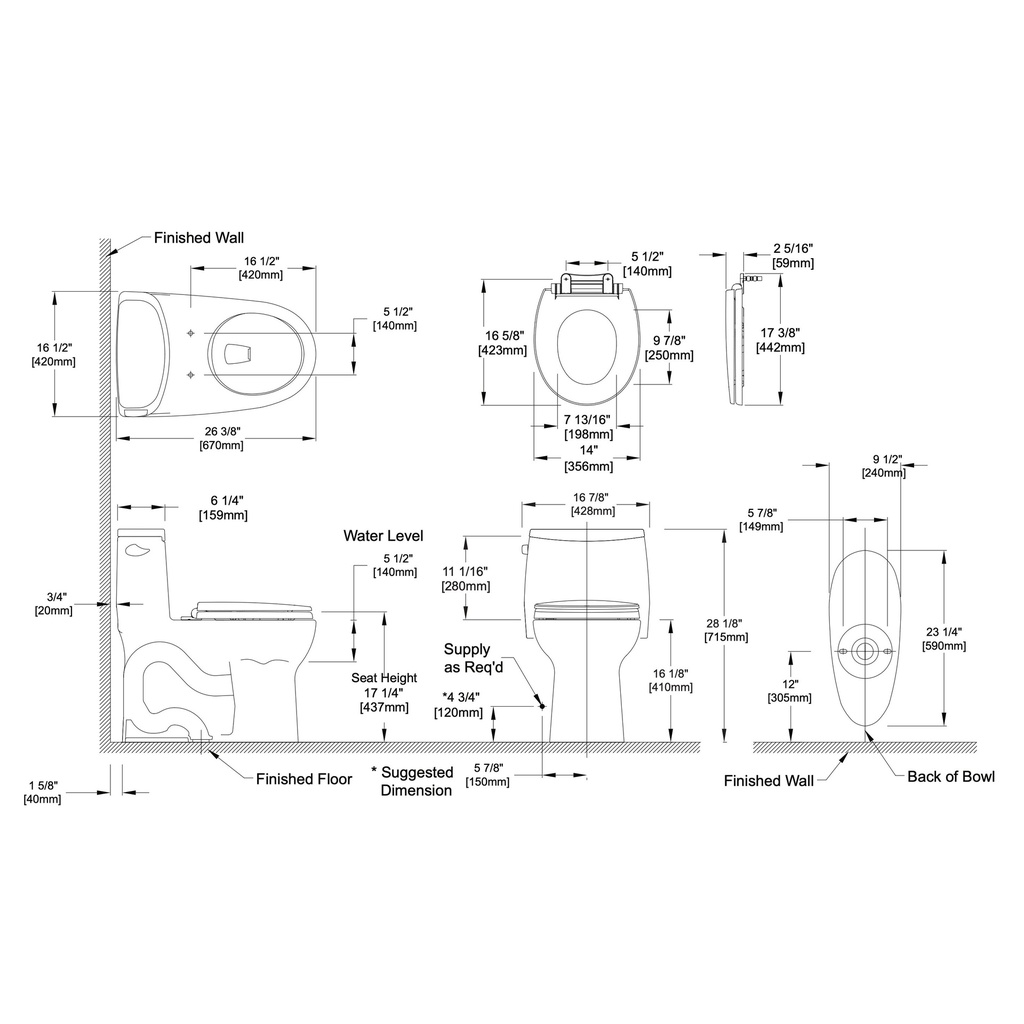 TOTO MS603113CEF#51 Ultramax Tornado 1PC Toilet