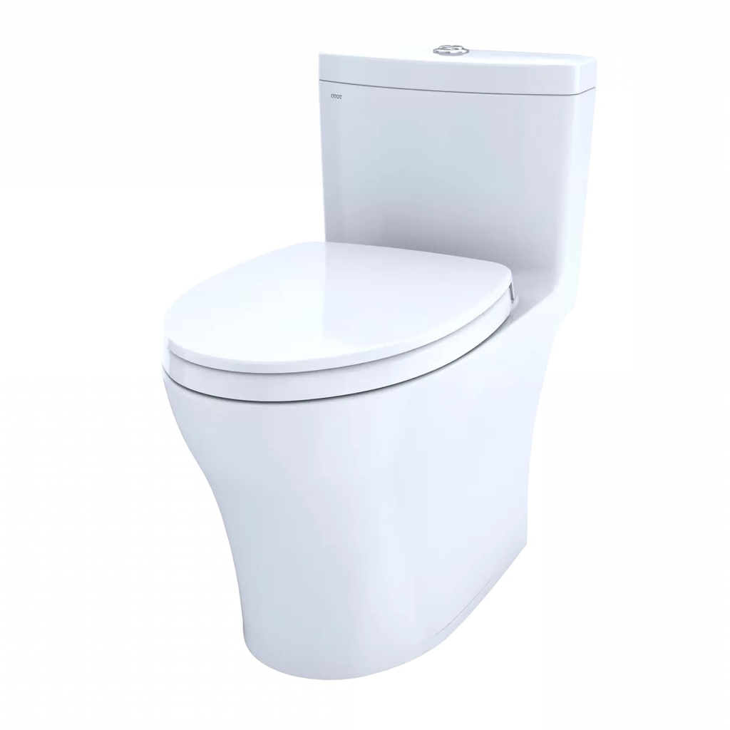 TOTO MS646124CEMFGN#01 Aquia IV One-Piece Elongated Dual Flush 1.28 and 0.9 GPF Universal Height WASHLET+ Ready Toilet with CEFIONTECT Cotton White- MS646124CEMFGN#01