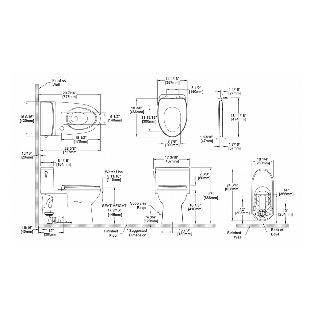 TOTO MS672234CEFG#01 1PC Redington W Seat Ss234 1