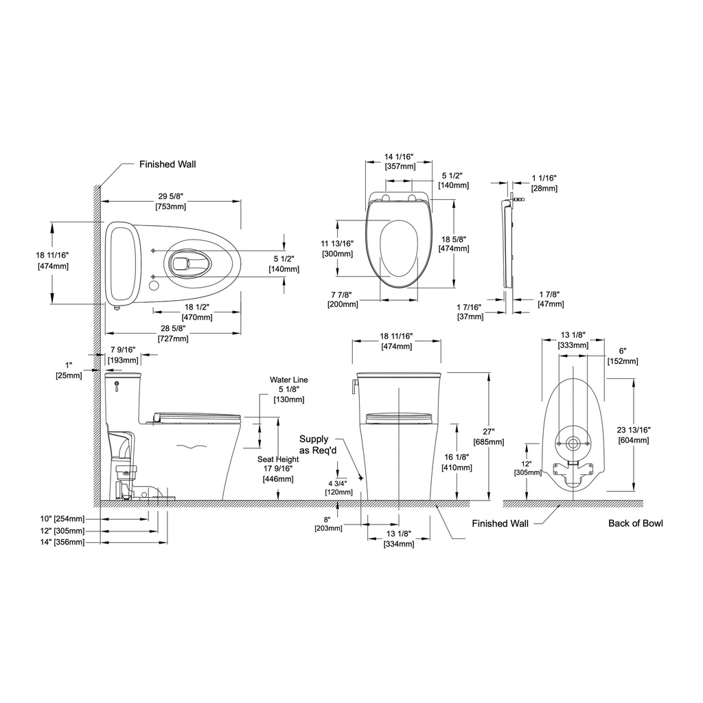 TOTO MS686124CUFG#01 Aurora 1G 1PC Toilet Skirted