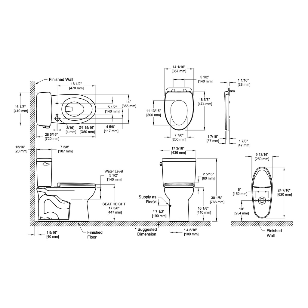 TOTO MS776124CSFG.10#01 Drake 2Pc 10" Toilet W/ Seat1.6Gpf Cefiontect Washlet +