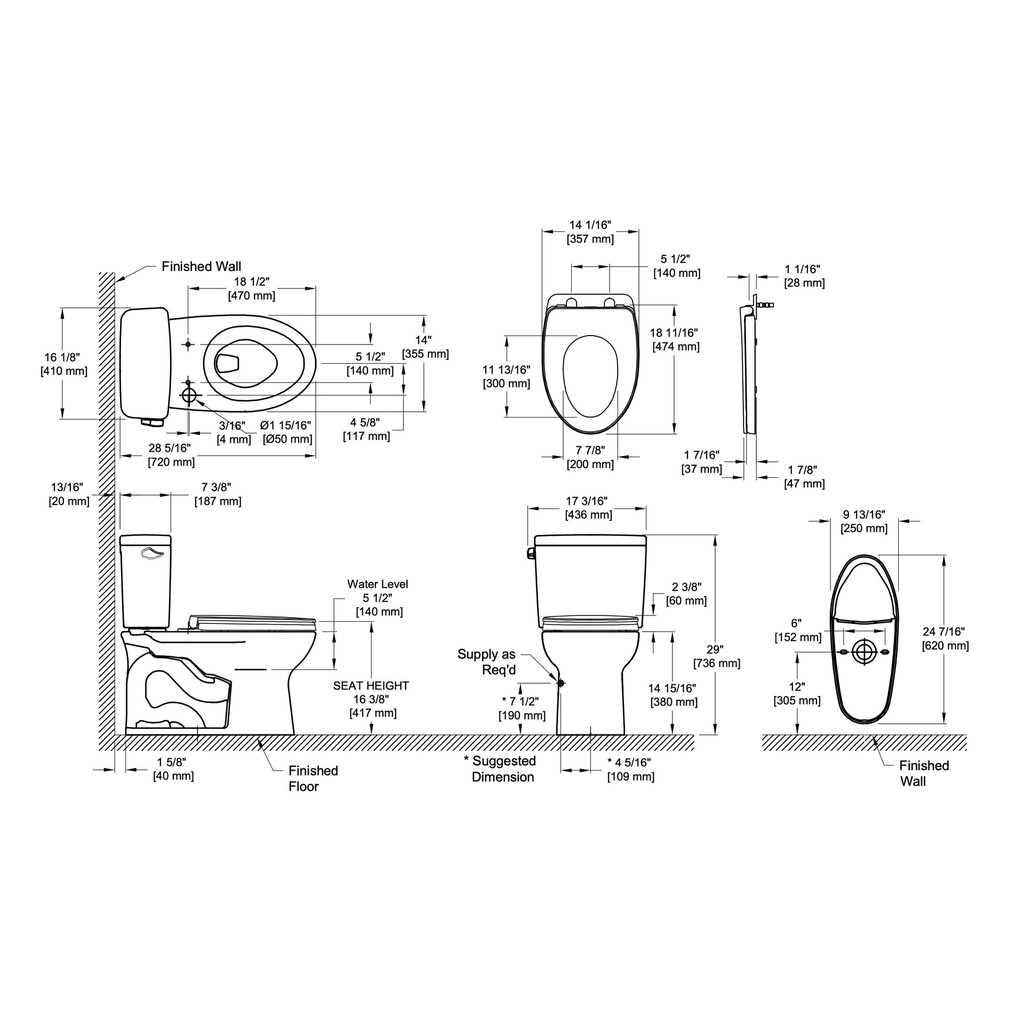 TOTO MS776124CSG#01 Drake 2Pc Toilet W/ Seat1.6Gpf Cefiontect Washlet +