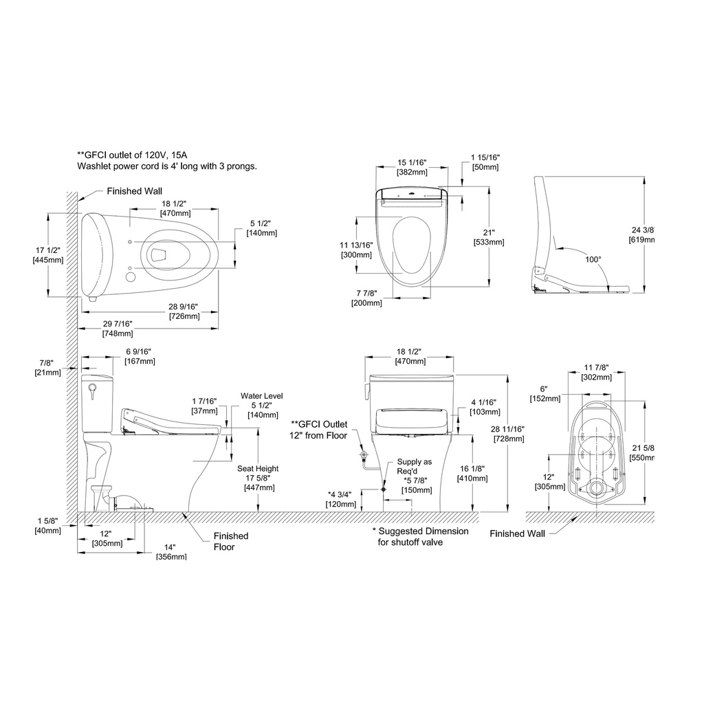 TOTO MW4423446CUFG#01 Nexus 1G 2PC W Washlet S5 1.