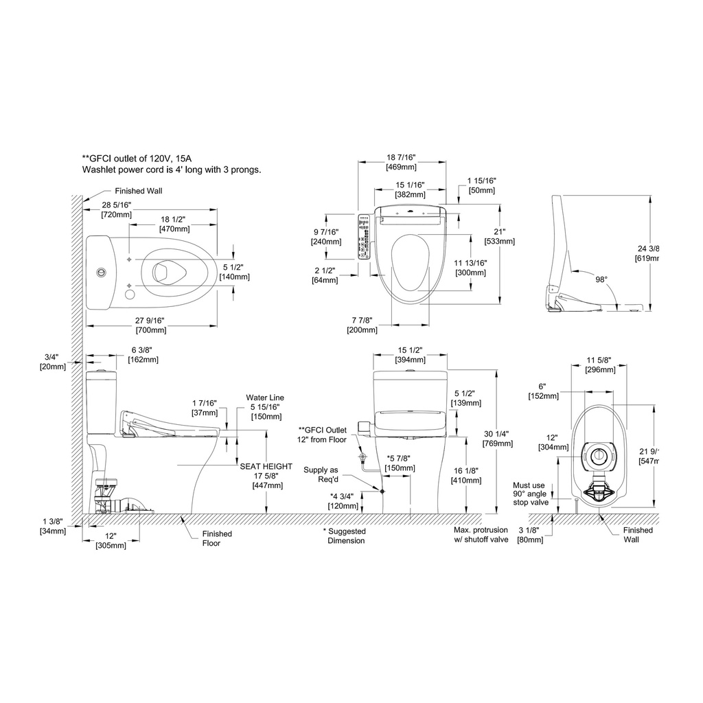TOTO MW4463346CEMFGN#01 Aquia IV Uh 2PC W Washlet S2