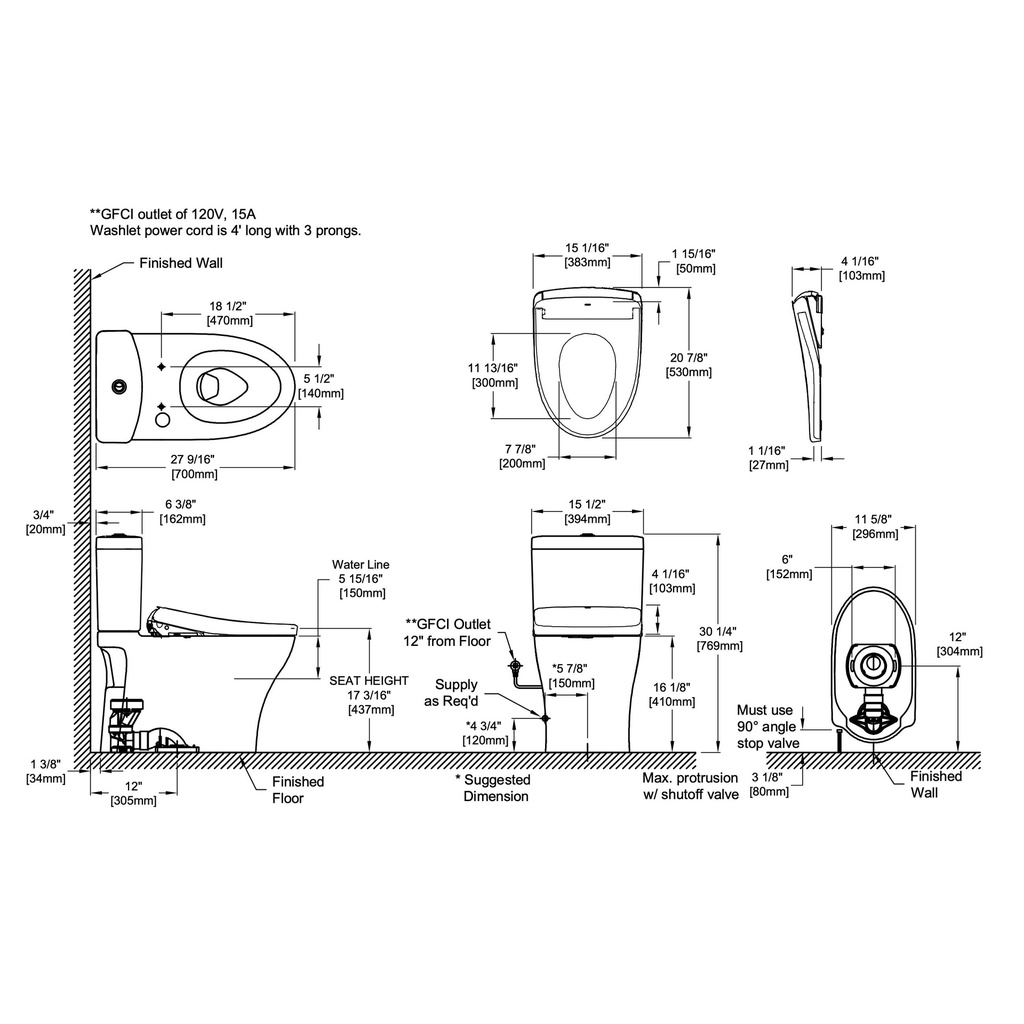 TOTO MW4464736CEMFGNA#01 2Pc Aquia Iv Uh W/ Washlet+ S7A & Autoflush (0.9 & 1.28 Gpf)