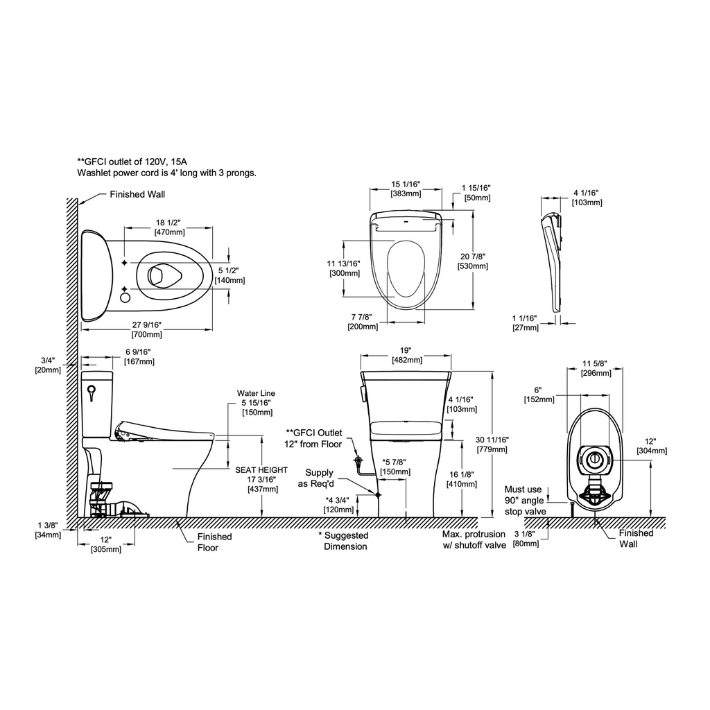 TOTO MW4484736CEMFGNA#01 2Pc Aquia Iv Arc W/ Washlet+ S7A Autoflush (0.9 & 1.28 Gpf)