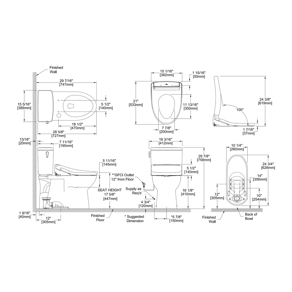 TOTO MW4724726CUFG#01 2Pc Glaston 1G W Washlet S7 -