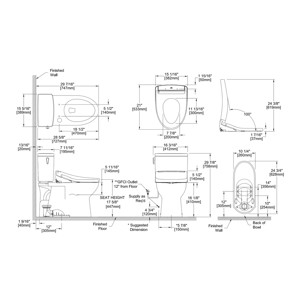 TOTO MW4724736CEFG#01 2Pc Glaston W Washlet S7A 1.