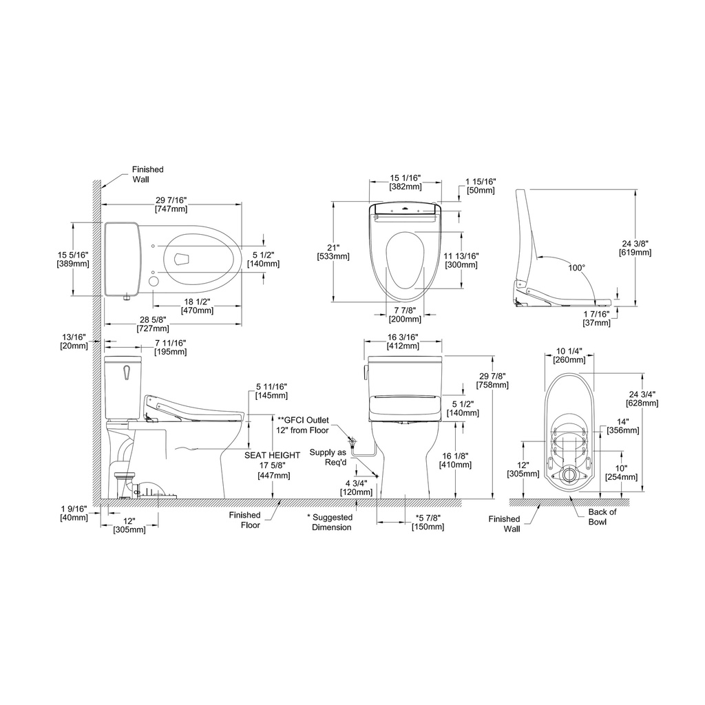 TOTO MW4724736CUFG#01 2Pc Glaston 1G W Washlet S7A -