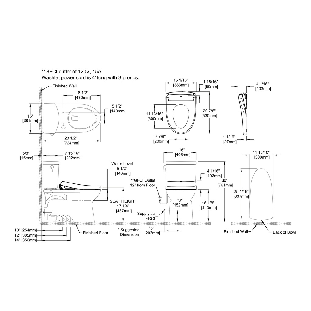 TOTO MW4744726CEFG#01 Vespin Ii W/ Washlet+ S7 (1.28Gpf)