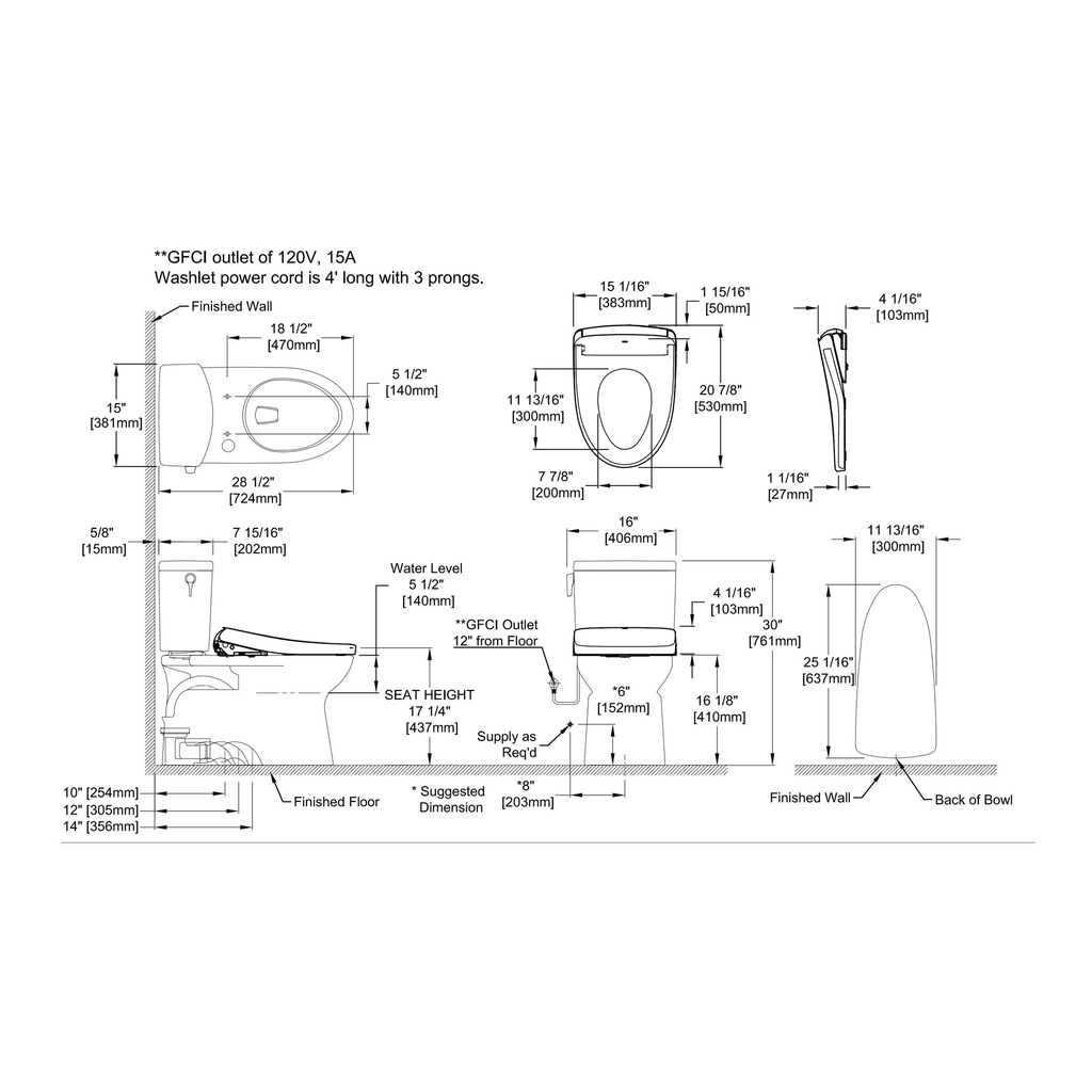 TOTO MW4744736CUFG#01 Vespin Ii 1G W/ Washlet+ S7A (1.0 Gpf)