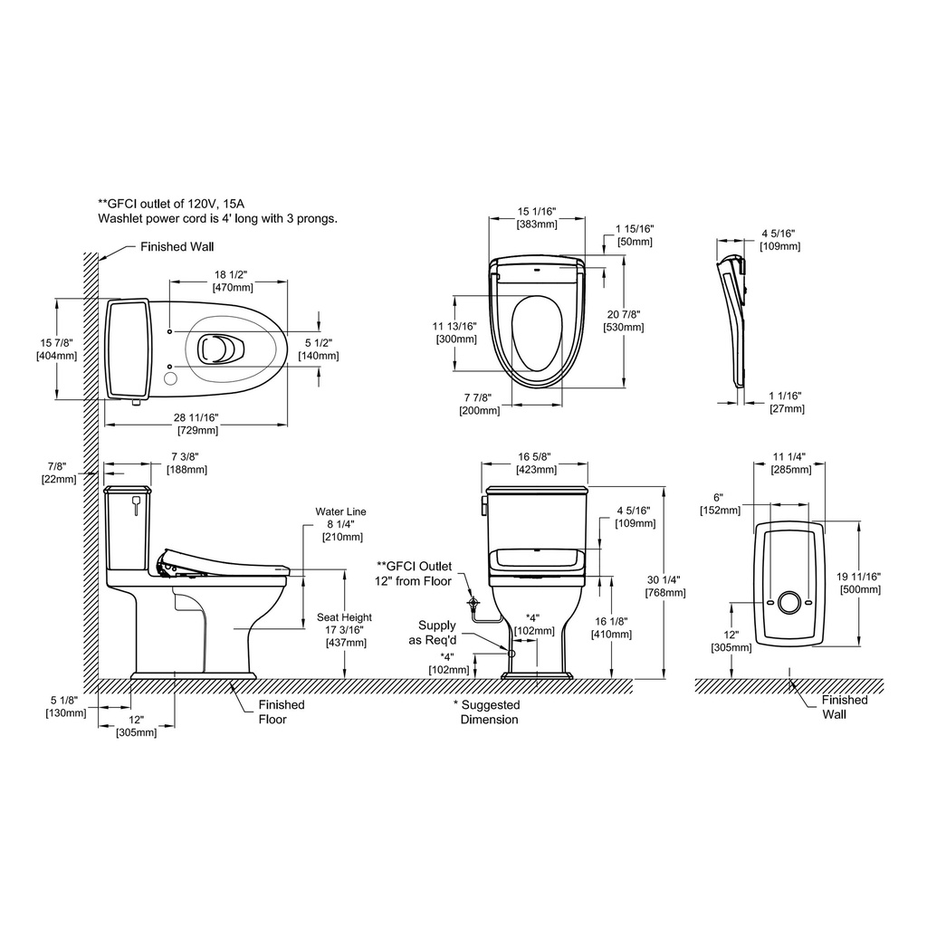 TOTO MW4944734CEMFGA#01 Connelly W/ Washlet+ S7A & Autoflush (0.9 & 1.28 Gpf)
