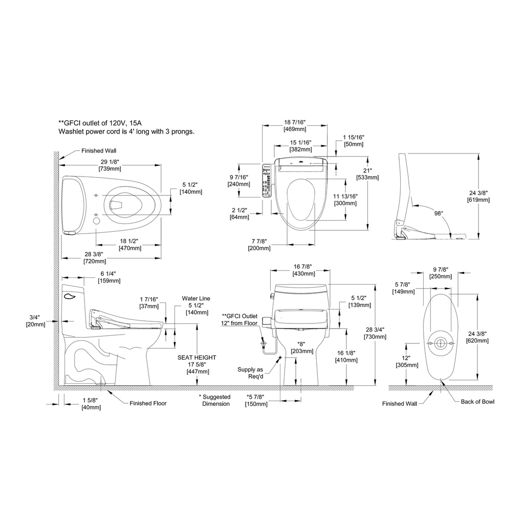 TOTO MW6043346CEFG#01 Ultramax II W Washlet S2 1.2