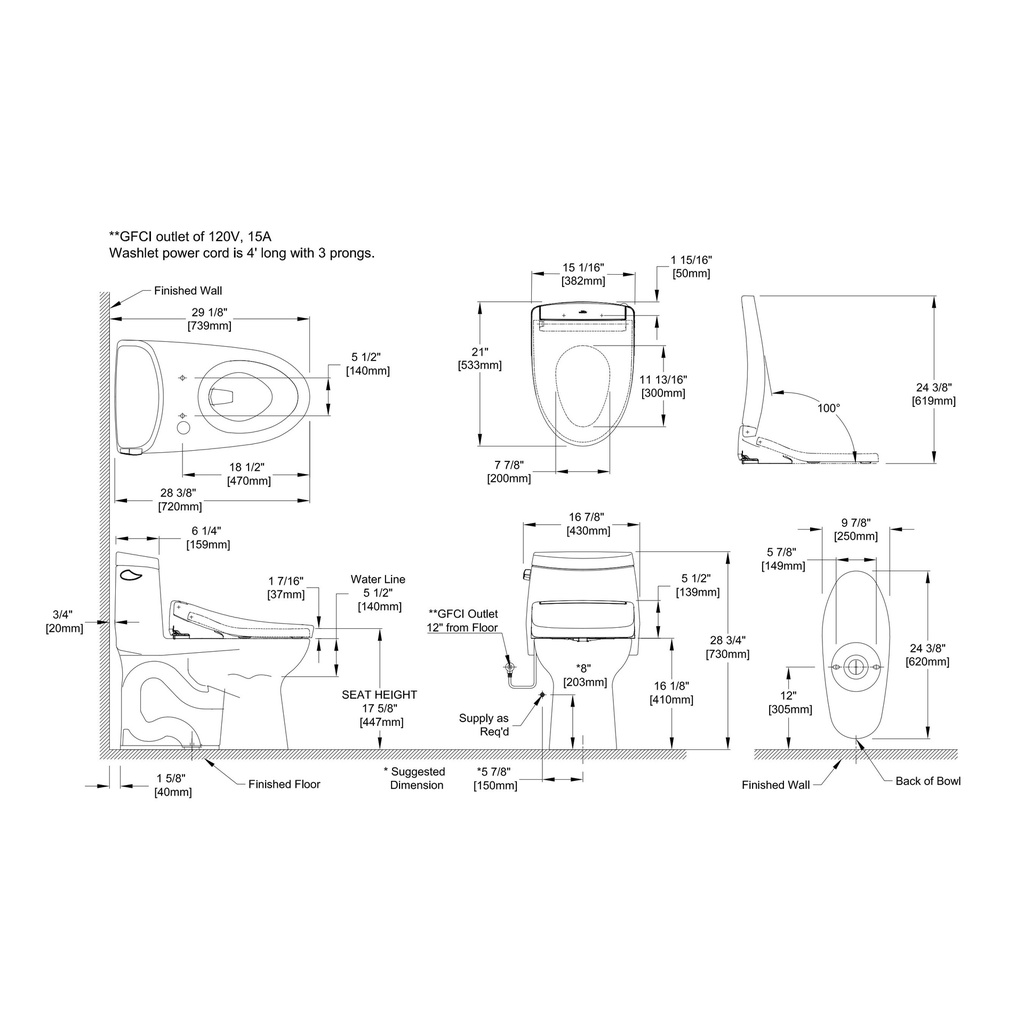 TOTO MW6043446CEFG#01 Ultramax II W Washlet S5 1.2