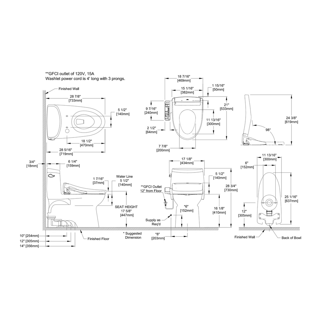 TOTO MW6143346CEFG#01 Carlyle II W Washlet S2 1.28