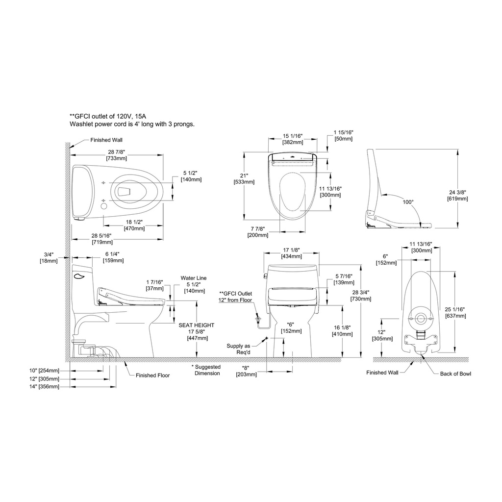TOTO MW6143446CUFG#01 Carlyle II 1G W Washlet S5 1