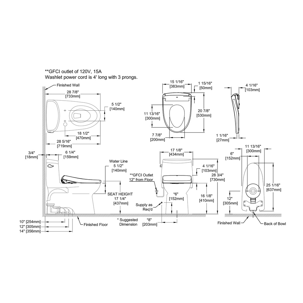 TOTO MW6144726CEFGA#01 Carlyle Ii W/ Washlet+ S7 & Autoflush (1.28 Gpf)