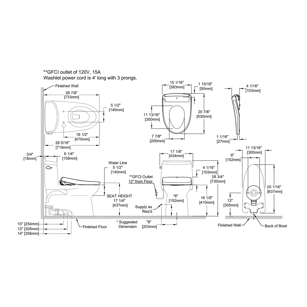 TOTO MW6144736CEFG#01 Carlyle Ii W/ Washlet+ S7A (1.28 Gpf)