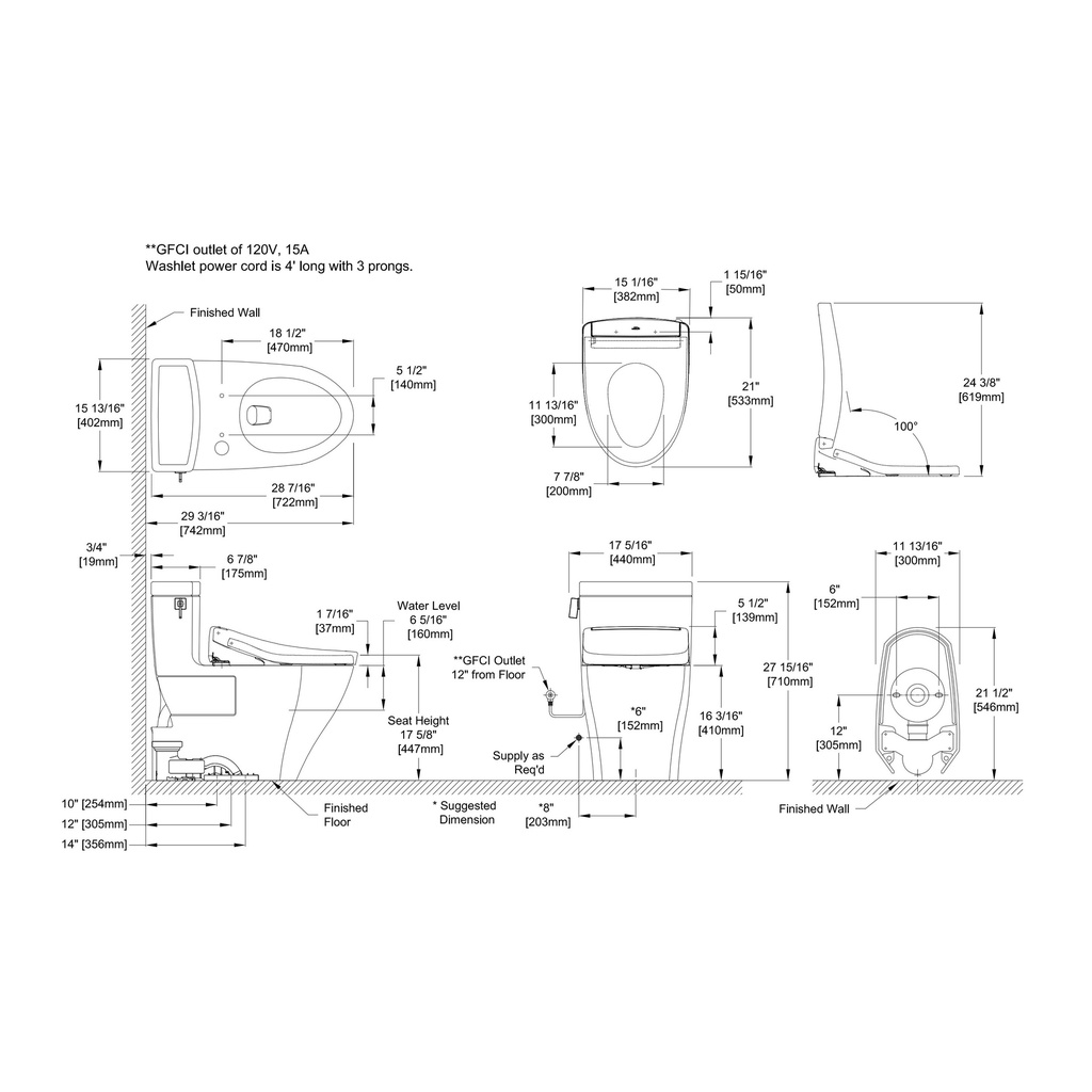 TOTO MW6243446CEFG#01 Legato W Washlet S5 1.28GPF