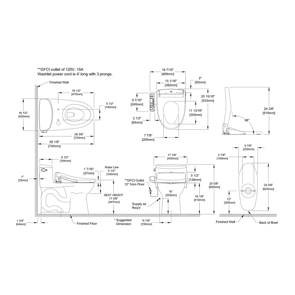 TOTO MW6343346CEFG#01 Supreme II W Washlet S2 1.28