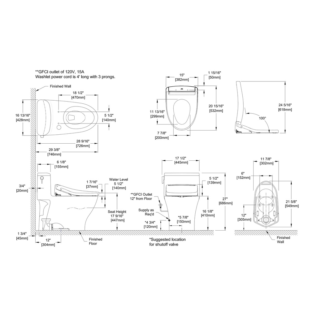 TOTO MW6423446CUFG#01 Nexus 1G W Washlet S5 1.0GPF
