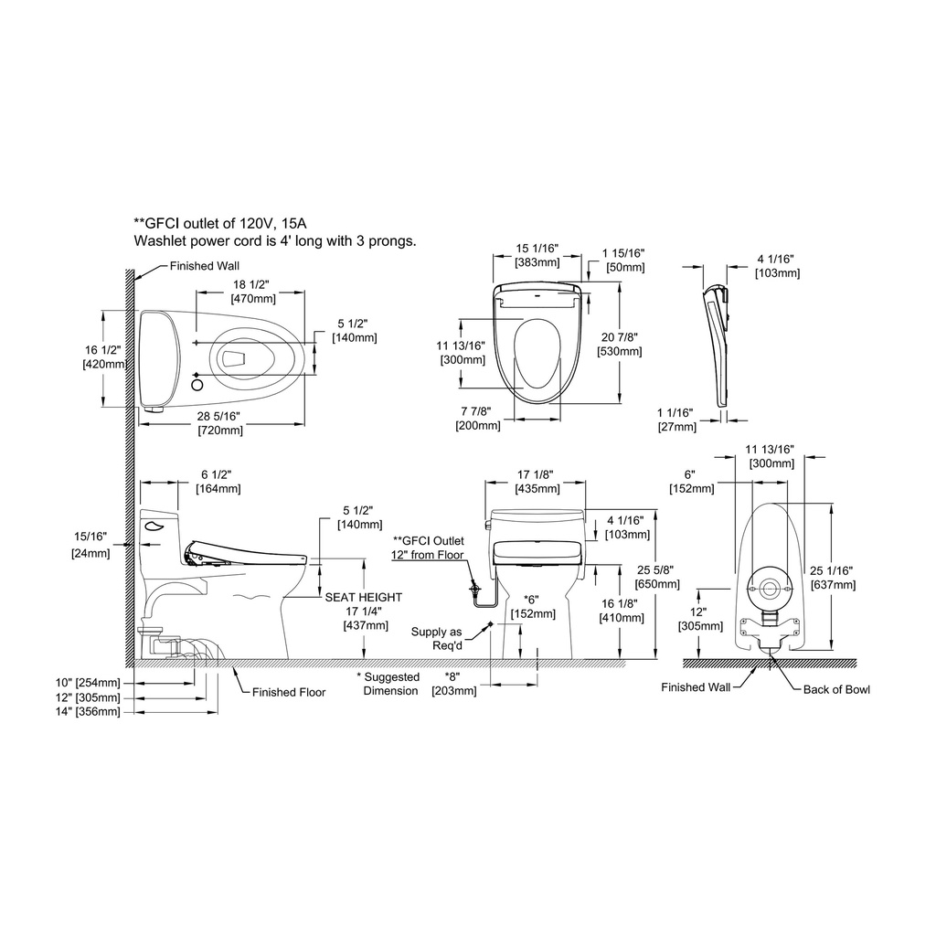 TOTO MW6444736CEFG#01 Carolina Ii W/ Washlet+ S7A (1.28 Gpf)