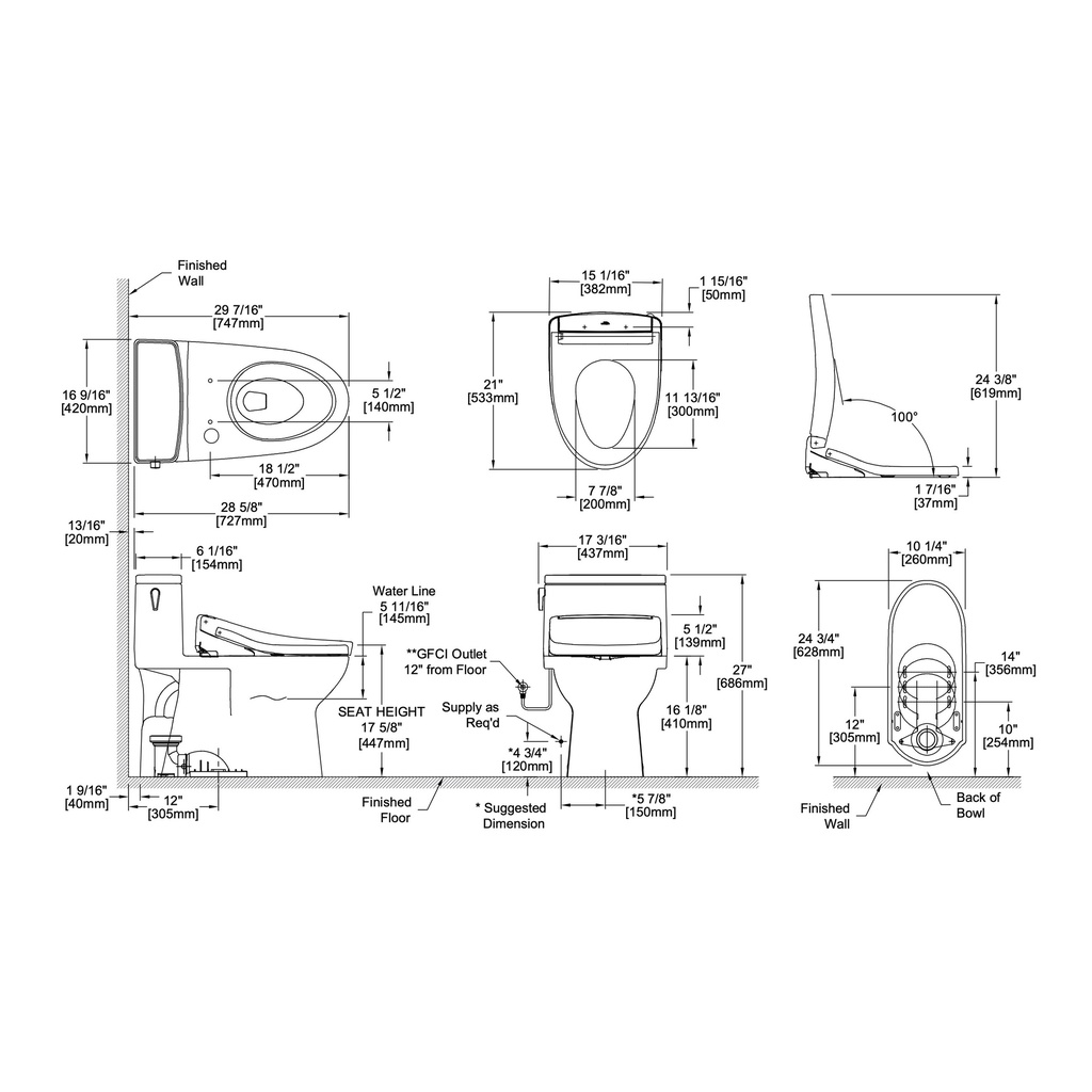 TOTO MW6723346CEFG#01 1PC Redington W Washlet S2 1