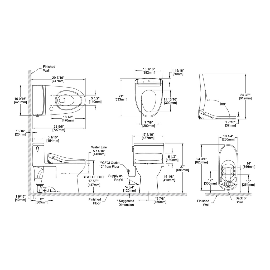 TOTO MW6723446CEFG#01 1PC Redington W Washlet S5 1