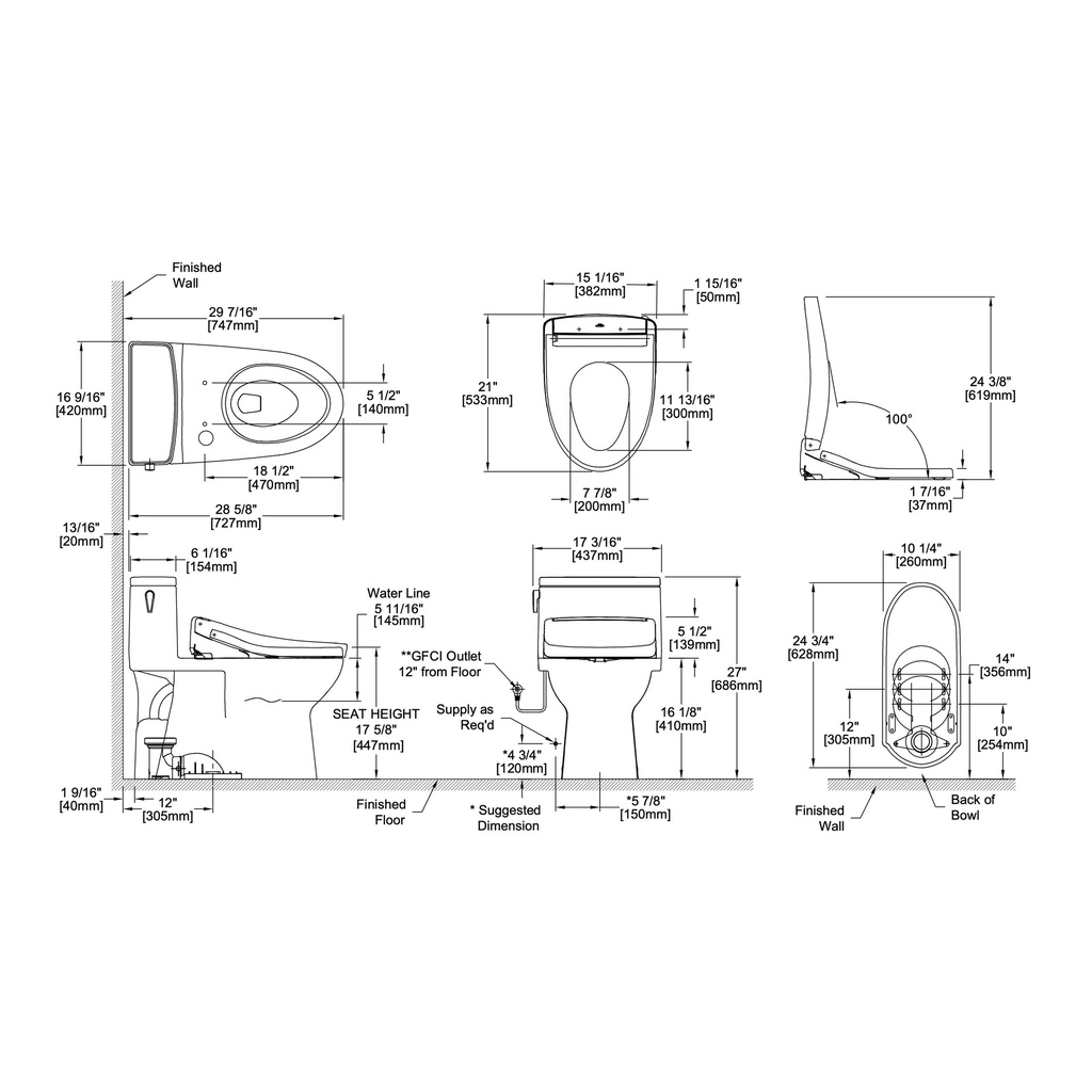 TOTO MW6724726CUFG#01 1PC Redington 1G W Washlet S7