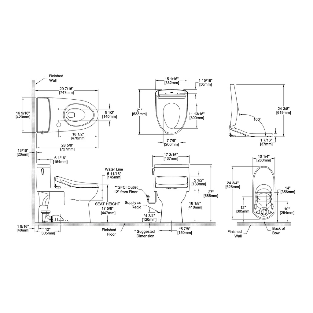TOTO MW6724736CUFG#01 1PC Redington 1G W Washlet S7A