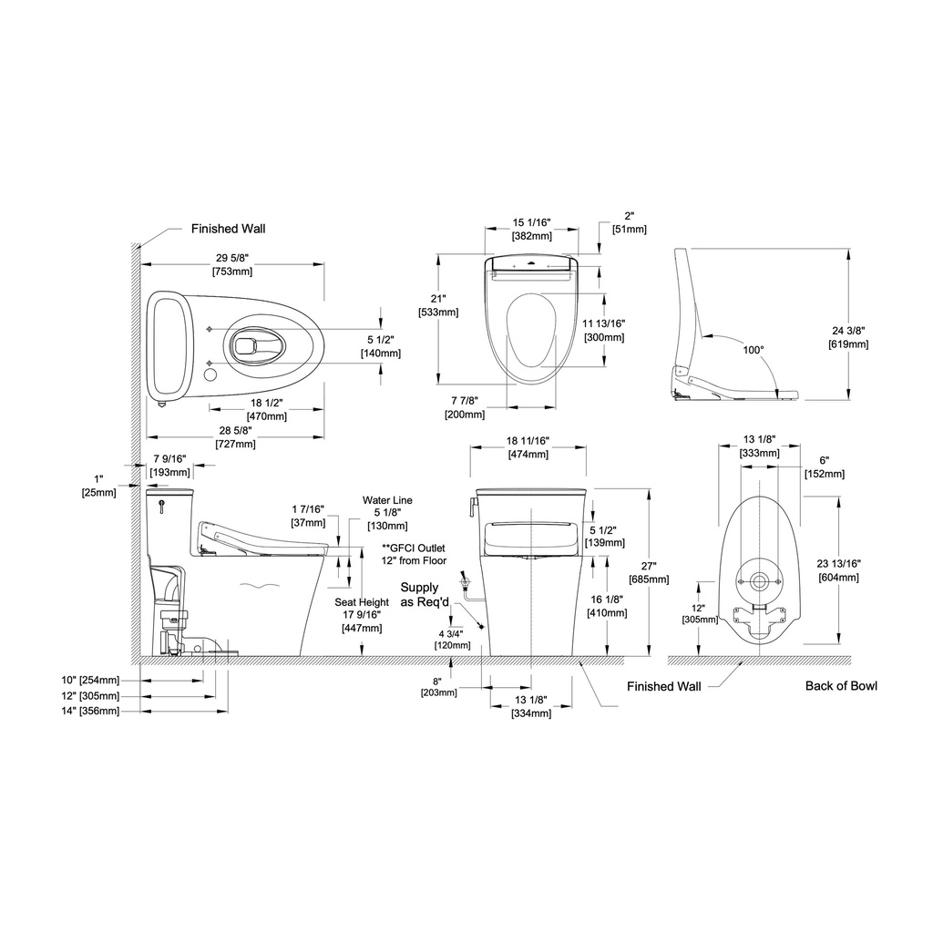TOTO MW6864726CEFGA#01 Aurora Washlet+ 1PC Toilet S7