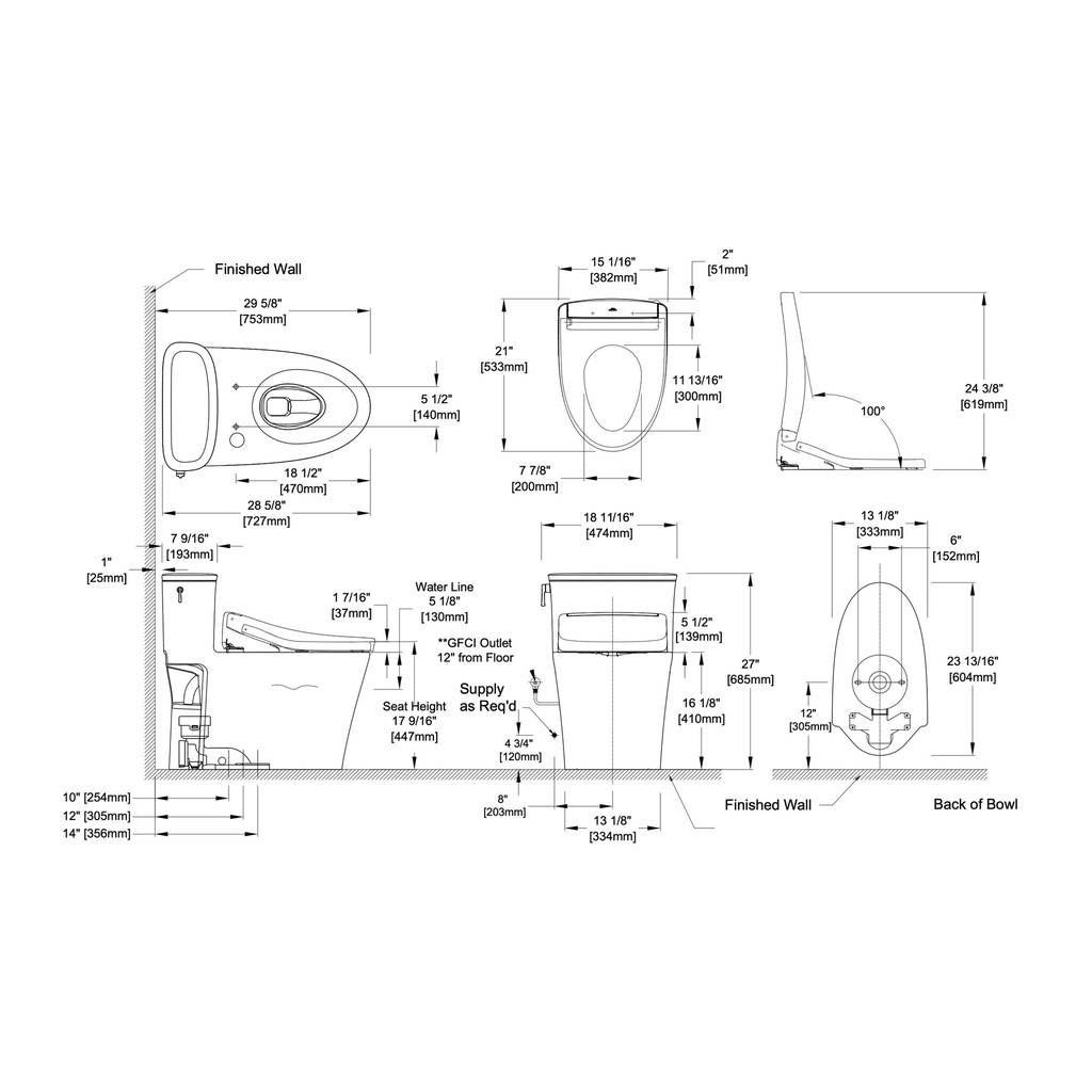 TOTO MW6864726CUFG#01 Aurora 1G Washlet+ 1PC Toilet
