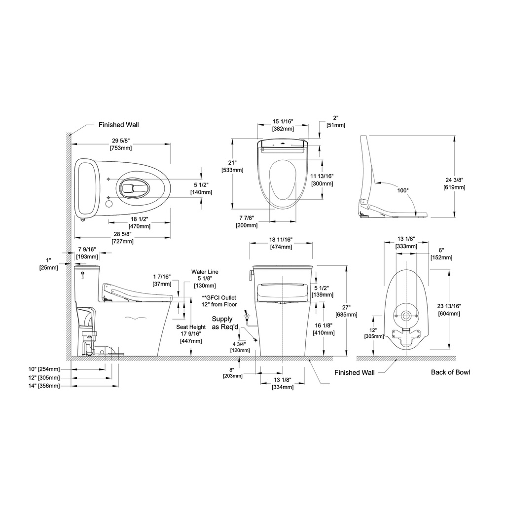 TOTO MW6864736CUFG#01 Aurora 1G Washlet+ 1PC Toilet