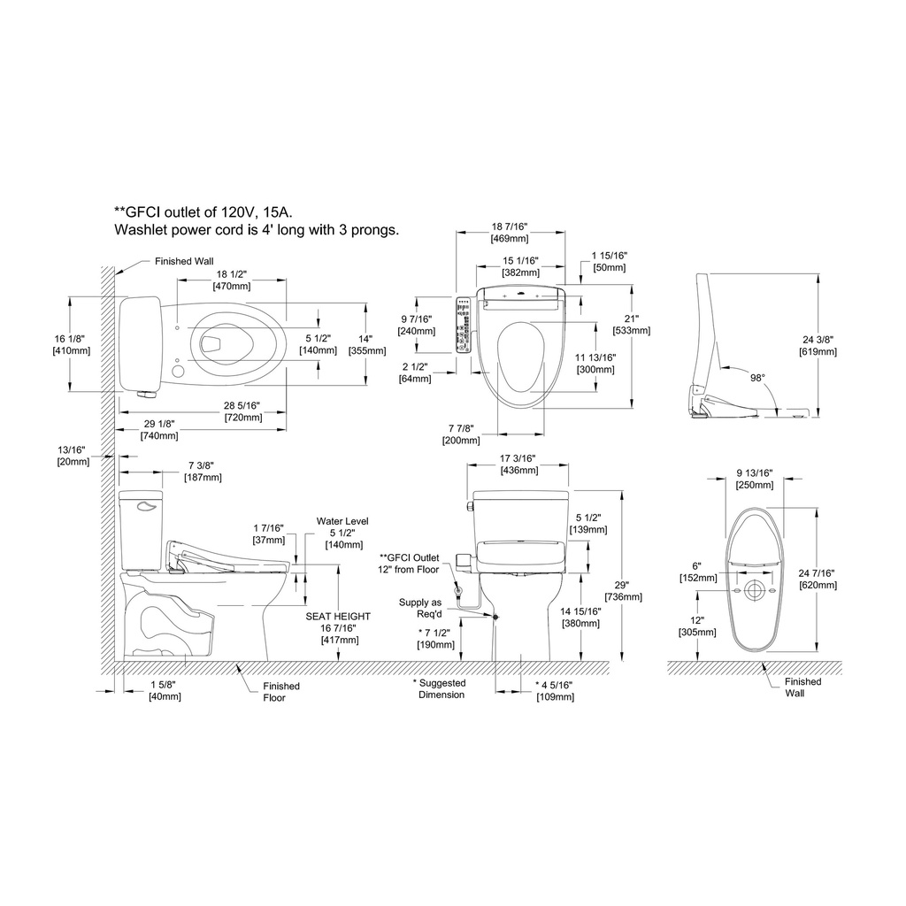 TOTO MW7763346CSG#01 Drake Rh W Washlet S2 1.6GPF