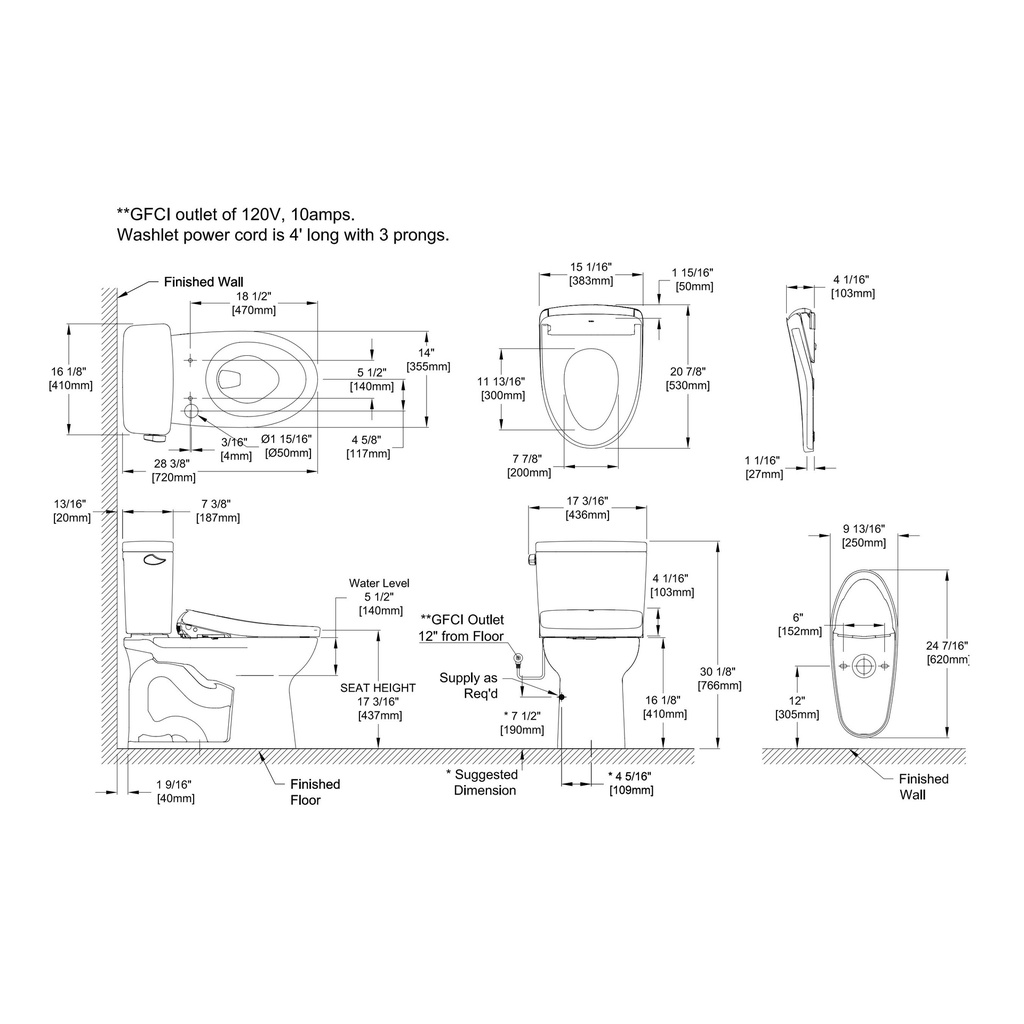 TOTO MW7764726CSGA#01 Drake Rh W/ Washlet+ S7 & Autoflush (1.6 Gpf)