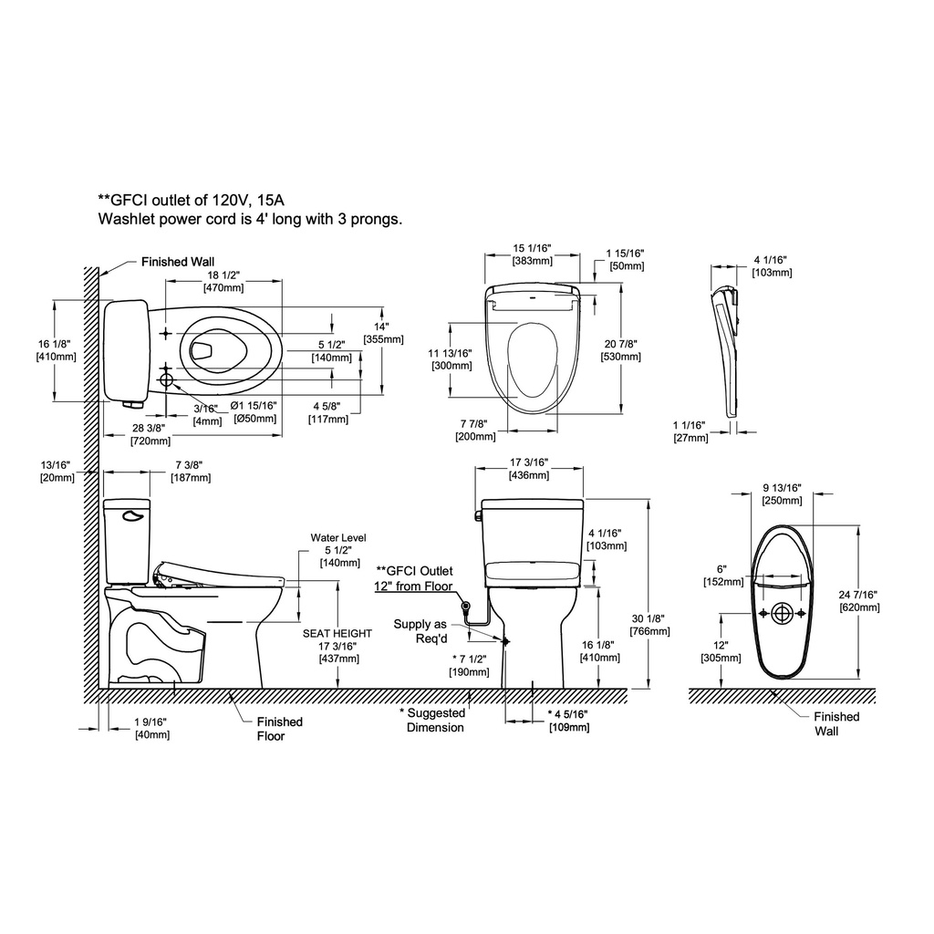 TOTO MW7764736CEFGA.10#01 Drake Uh 10" W/ Washlet+ S7A &Autoflush (1.28 Gpf)
