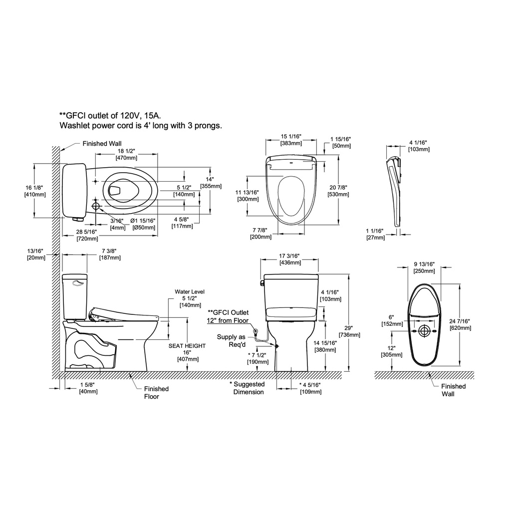 TOTO MW7764736CSG#01 Drake Rh W/ Washlet+ S7A (1.6Gpf)