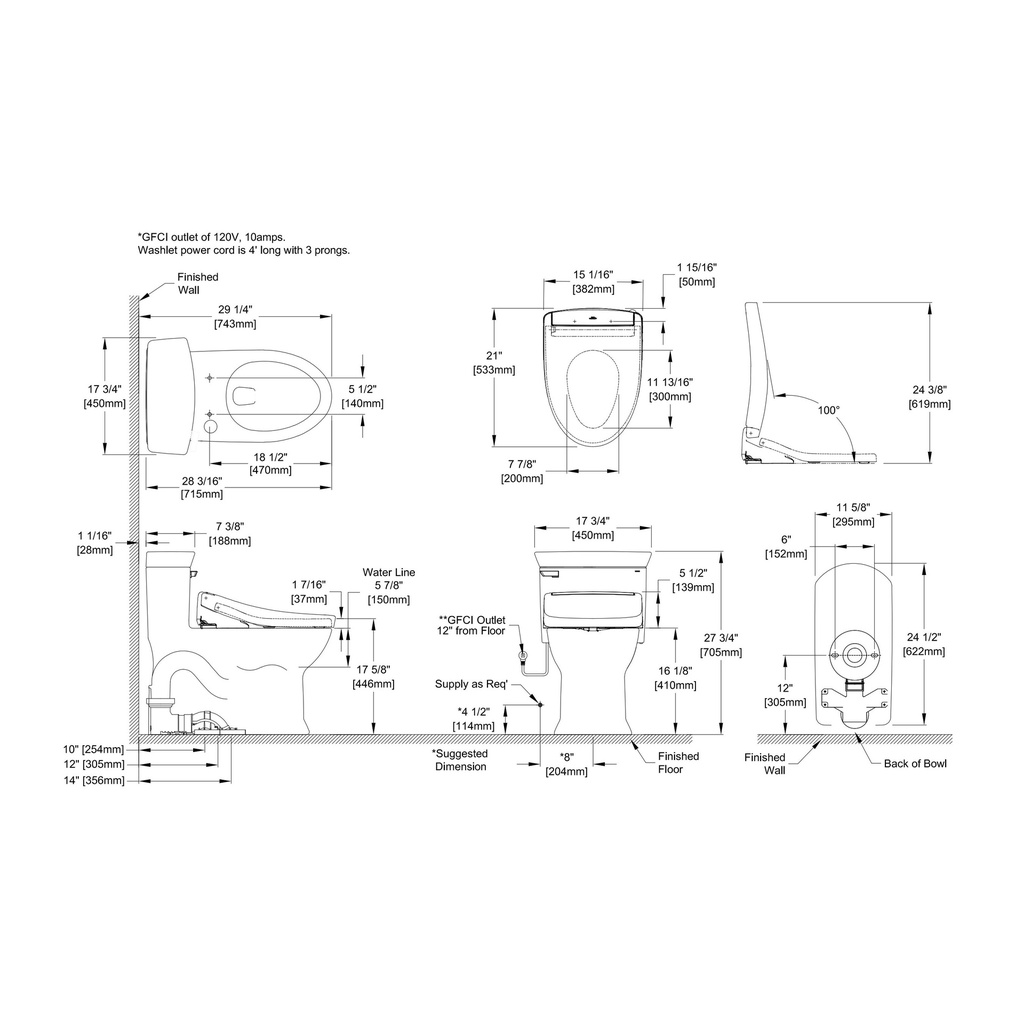 TOTO MW9643446CEFG#01 Soiree W Washlet S5 1.28GPF