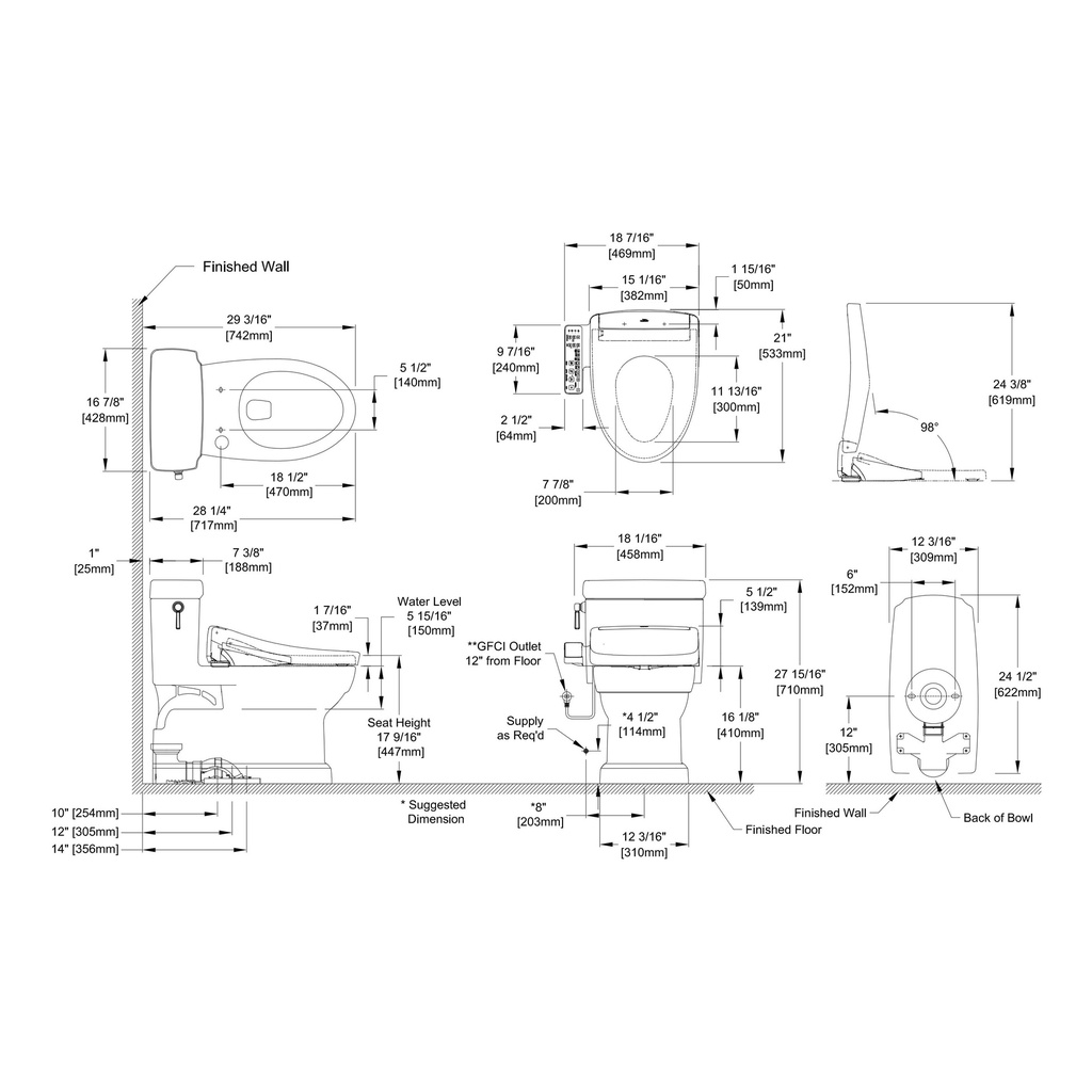 TOTO MW9743346CEFG#01 Guinevere W Washlet S2 1.28G