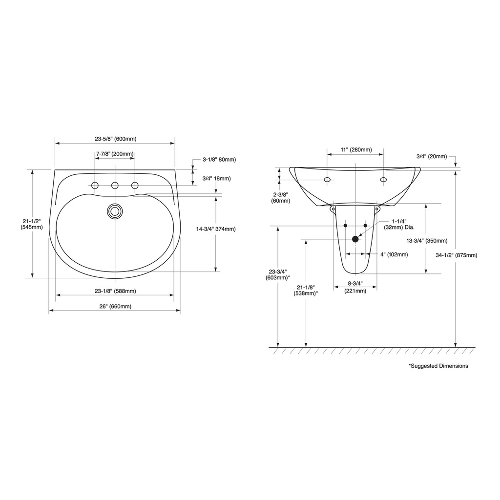 TOTO LHT242.4G#11 Prominence 4" Ctr Lav & Shrd W/ Cefiontect Glaze -C. White