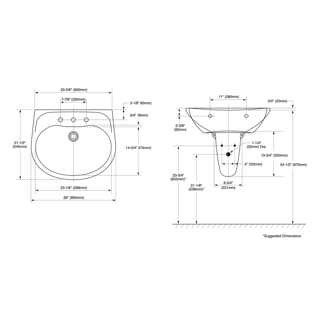 TOTO LHT242.8G#11 Prominence 8" Ctr Lav & Shrd W/ Cefiontect Glaze -C. White