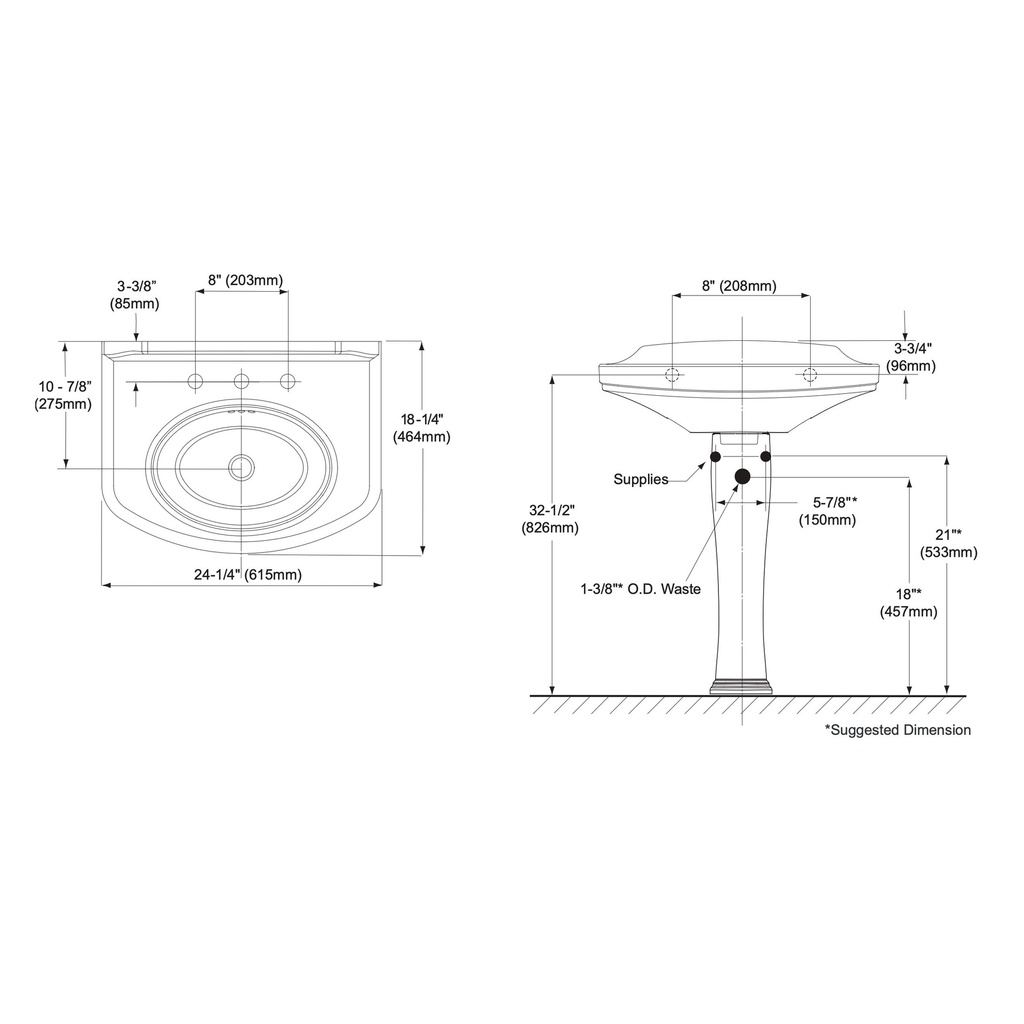 TOTO LPT642.4#01 Dartmouth Pedestal Lavatory 4" Faucet Set