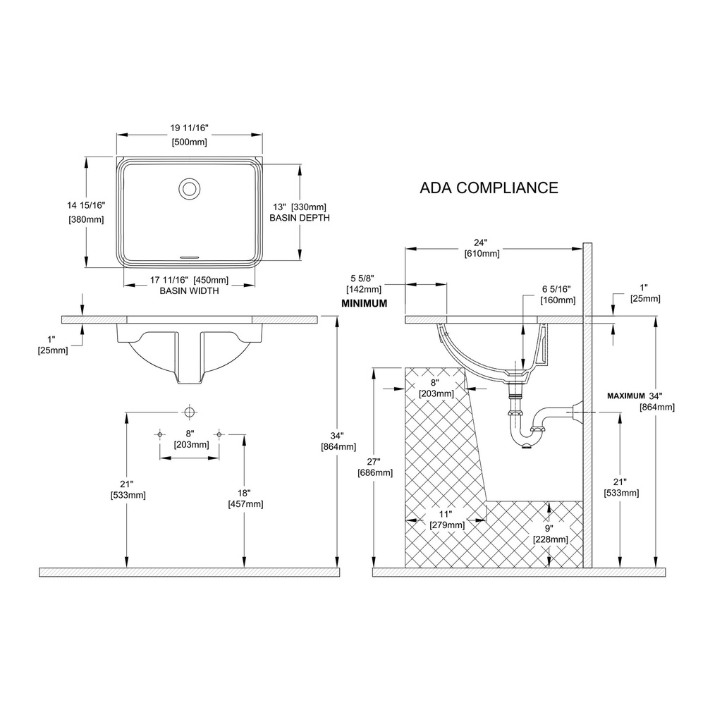TOTO LT1535G#01 Rectangle Undercounter Lavatory 17 11/16 x 13 Inch Cotton White