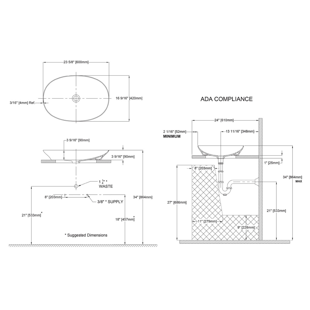 TOTO LT474#MBE Kiwami Oval Vessel Lavatory